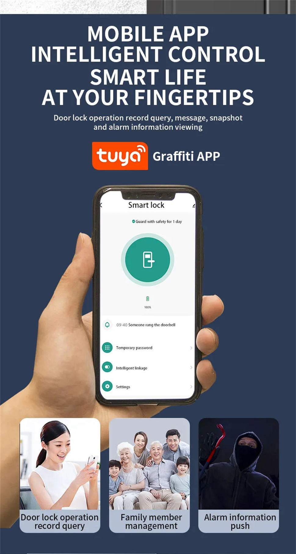 Tuya 앱과 연결된 스마트 잠금 장치